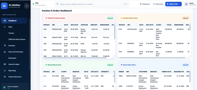 Dynamic ERP: Invoices & Orders