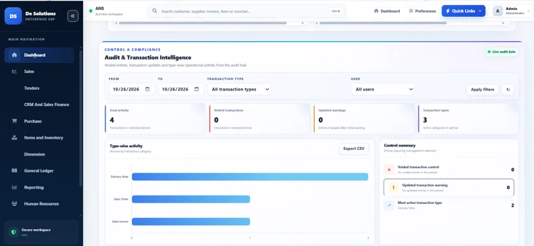 Dynamic ERP: Audit & Transaction Insights