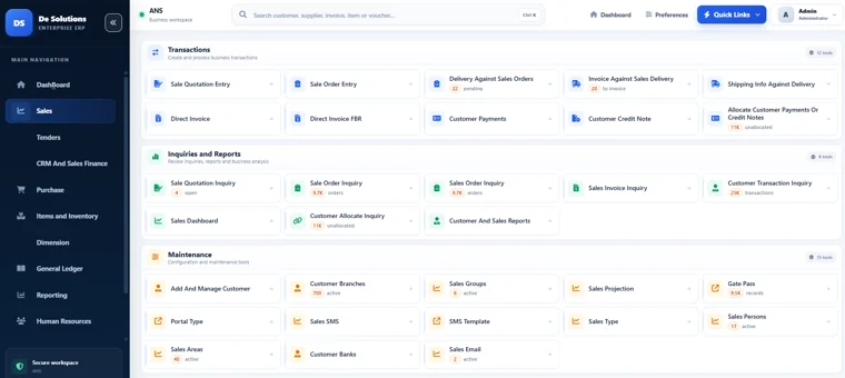 Dynamic ERP: Sales Workspace